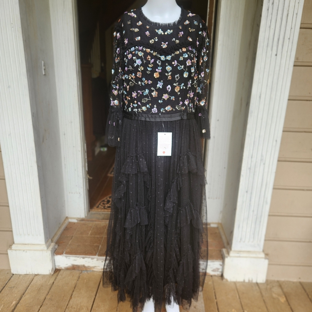Mesh Embroidered Ruffled Cotragecore Boho Swong Dress - Picture 3 of 10